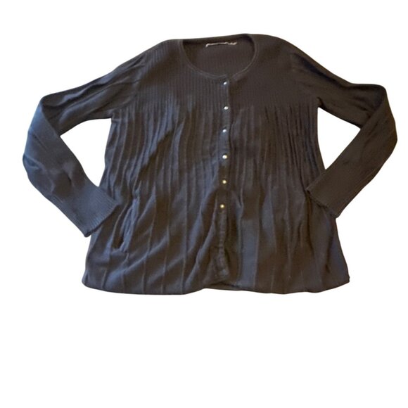 Gudrun Sjoden Womens Black Ribbed Button-Up Cardigan Med Organic Cotton - Picture 1 of 8